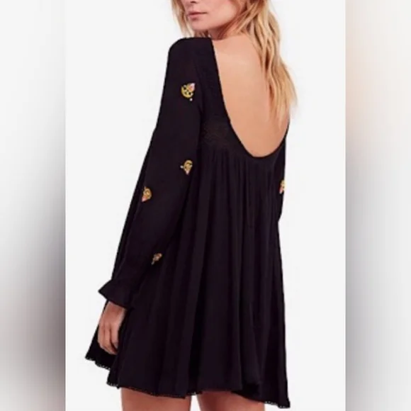 ❤️ FREE PEOPLE MOHAVE EMBROIDERED MINI DRESS - BLACK, SMALL - Picture 7 of 16